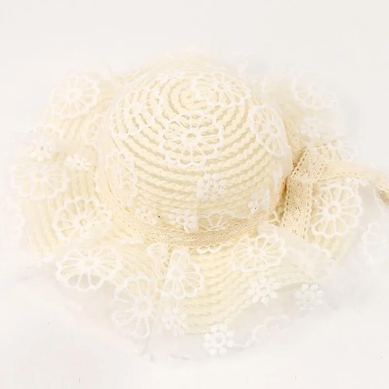 Girl Cute Bow Lace Sun Hat Summer Outdoor Sunscreen Hat for Kids Girls Big Brim Fisherman Hat Beach Anti-UV Protective Cool Hat