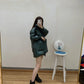 Women's Mid-length Down Jacket White Duck Down Waist Shiny Fashion Korean Style Thick Coat