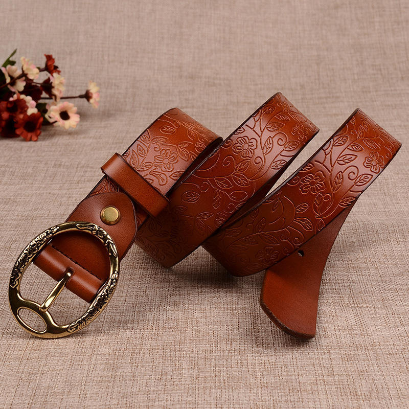 Belt Fashion Women Vintga Leather Belt Women's Pin Buckle Belt Pure Leather Women's Belt