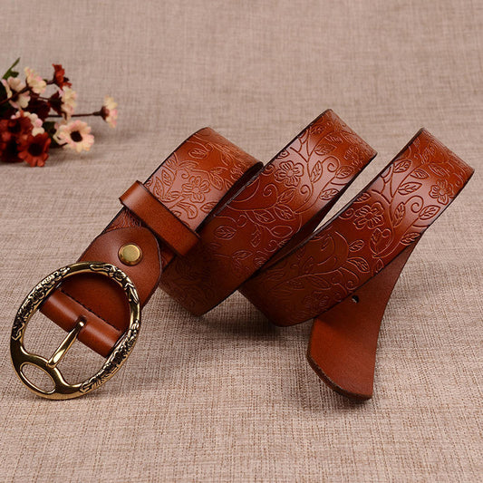 Belt Fashion Women Vintga Leather Belt Women's Pin Buckle Belt Pure Leather Women's Belt