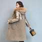 Autumn and Winter Mid-length Fur Women's Coat with Grained Pile Loop Fleece Faux Fox Fur Collar Faux Lamb Fleece Coat
