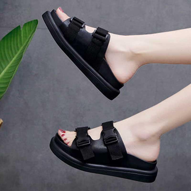 Size35-40 Summer Women Slippers Bohemian Beach Waterproof Slippers Wedge Platform Crystal Letter Sandals Outdoor High Heels