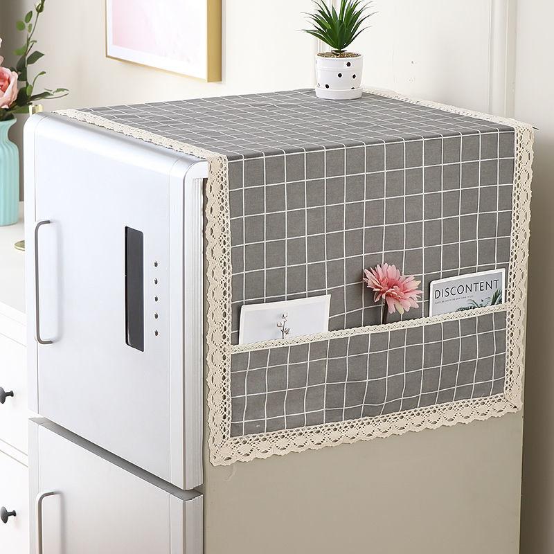 Lace Embroidery Refrigerator Dust Cover Single Door Double Door Washing Machine Cover Microwave Oven Cover Cloth Multifunctional Dustproof Cloth