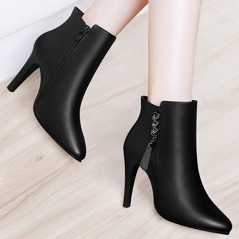 Autumn Winter Matching Women's Boots Pointed High-heeled Side Zipper Short Boots Knight Boots