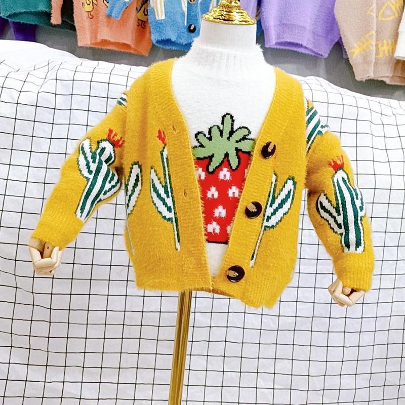 Boys and Girls Sweater Autumn and Winter Thickening Children's Sweater Single-breasted Warm Jacket