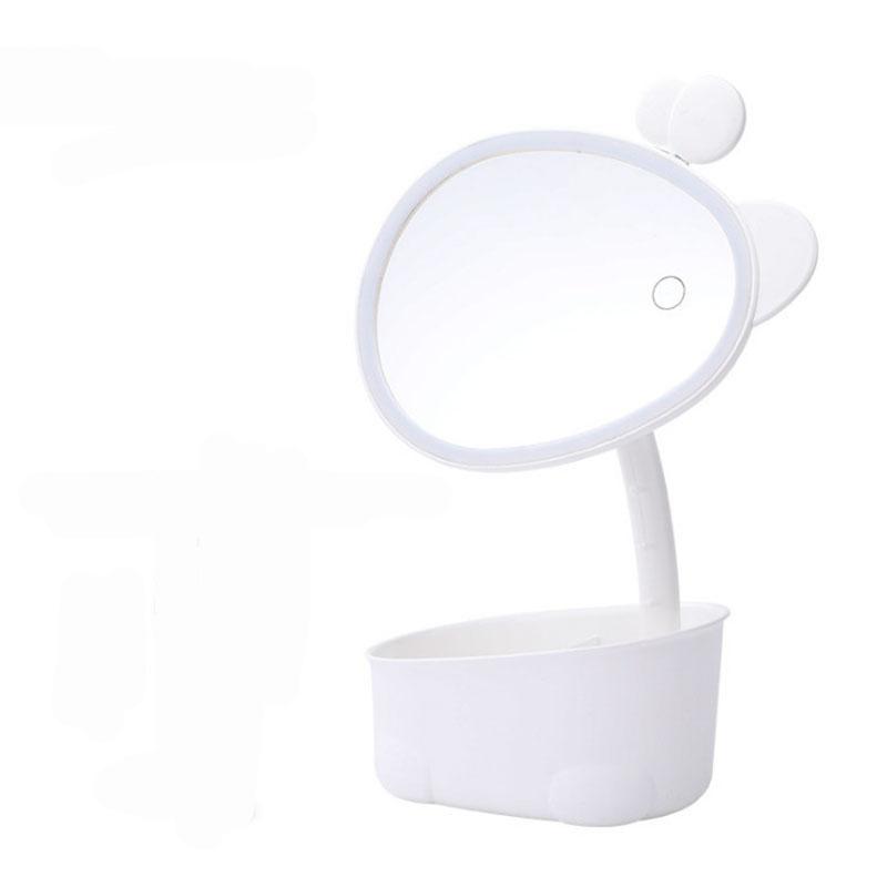 Rotating Vanity Mirror with Storage Home Dormitory Desktop Makeup Mirror Makeup Remover Princess Mirror