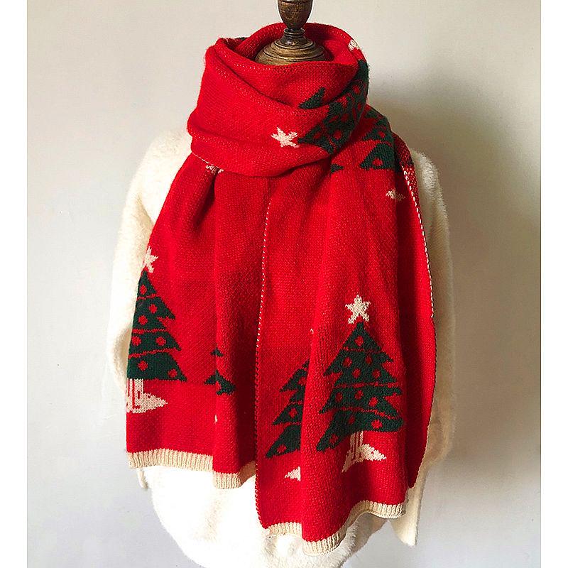 Scarf for Women Wool Pashmina Winter Warm Shawl Female Christmas Scarves Decoration