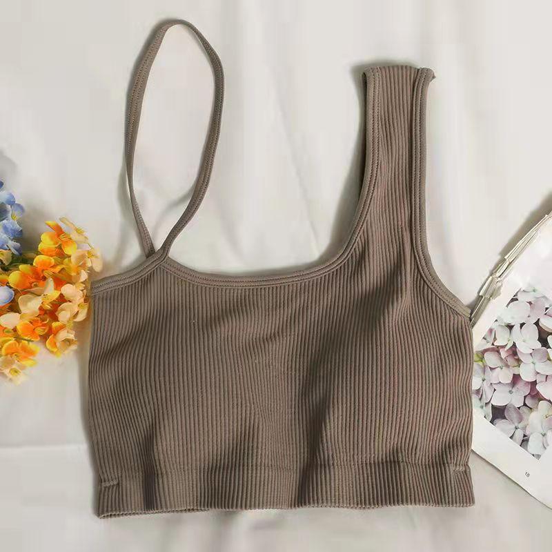 Half Turtleneck Sling Girl Sexy Vest Female with Chest Pad Outside Wear Inside Wear-proof Slim Top Wrap Chest Lingerie Yoga Fitness Sport Bar