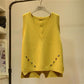 Spring and Autumn Color Buckle V-neck Vest Loose Wild Vest Fashion Back Strap Women Sweater