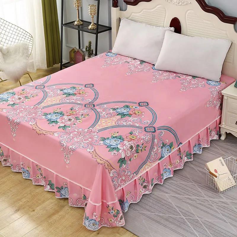 Princess Style Brushed Cotton Mattress Cover Double Mattress Simmons Non-slip Protective Cover