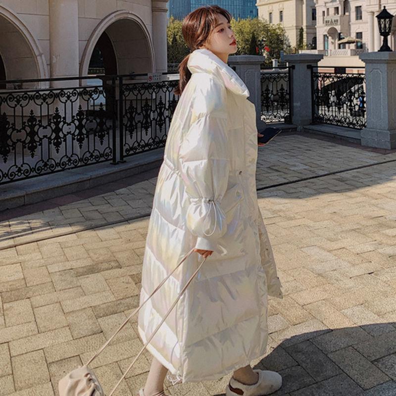 Bread Coat Cotton-padded Jacket Women's Winter Loose Stand-up Collar Without Hood Mid-length Thickened Shiny Down Padded Jacket Winter Warm Jacket
