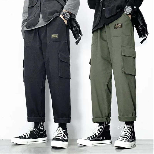 Autumn Men's Multi-pocket Straight Loose Casual Pants Sports Nine Casual Pants Male Trend