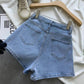 Plus Size Women's Korean Style Summer High Waist Buttoned Denim Shorts Fashion Thin and Long Legs Wide-leg Pants