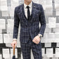 Men's Fashion Suit Solid Color Business Casual Jacket Pants Vest Three-piece Slim Formal Suit Groom Handsome Wedding Dress