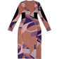 Female Vintage Contrast Print Slim Night Club Dress Elegant Long Sleeve Hip Style Party Dress