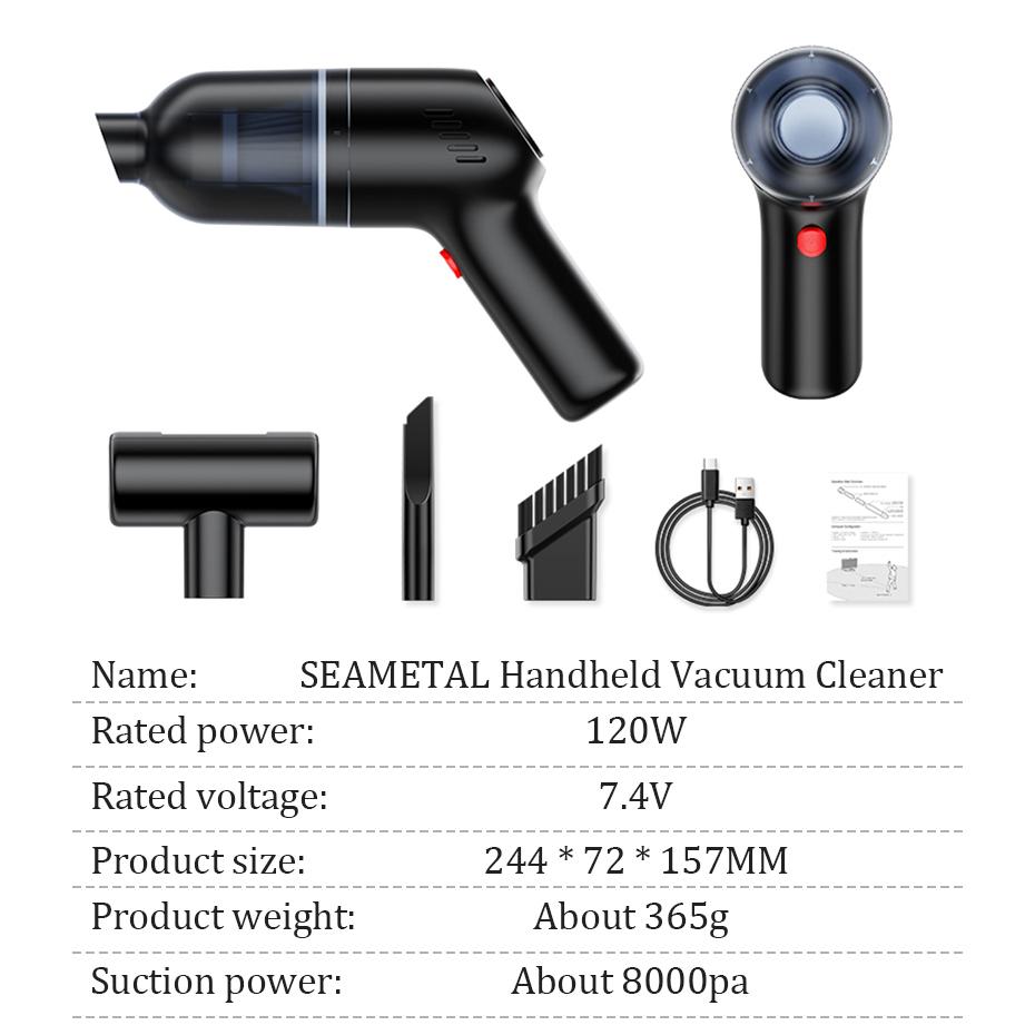Mini Wireless Car Vacuum Cleaner Super Strong Suction 8000 Pa Portable Handheld Auto Vacumm Cleaner for Office Home Car