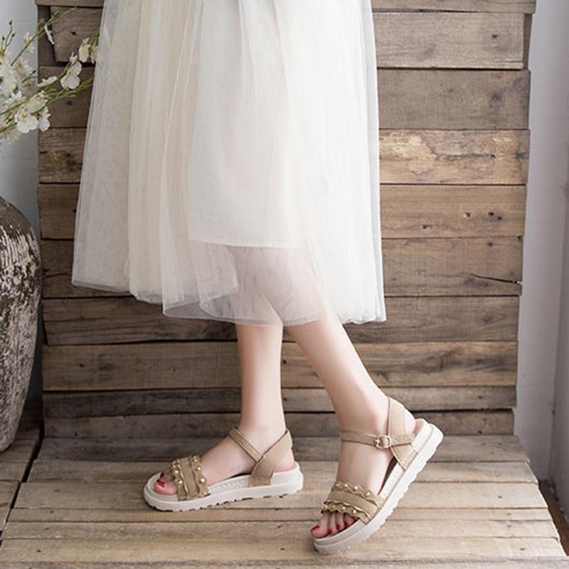 Sandals Female Students Korean College Style Summer All-match Soft Sole Pregnant Women Shoes Flat Non-slip Beach Shoes