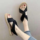 Retro Sandals Women Summer All-match Linen Texture Flat Bottom Bohemian Light Women's One-step Sandals Beach Sandals