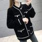 Winter Knit Sweaters for Women Solid Color Long Sleeved Buttons Loose Pullovers Turtleneck Warm Irregular Hem Tops