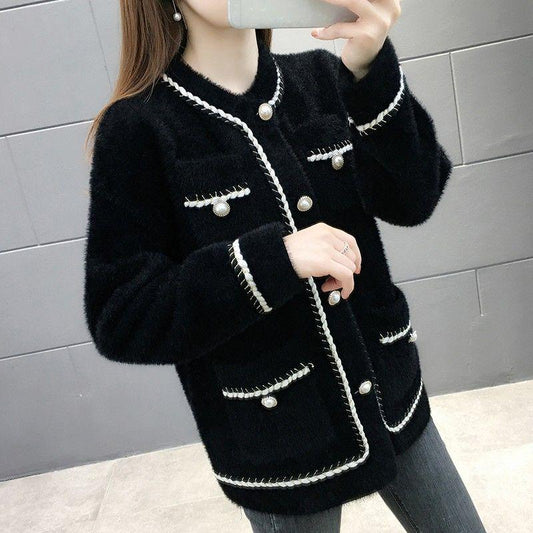 Winter Knit Sweaters for Women Solid Color Long Sleeved Buttons Loose Pullovers Turtleneck Warm Irregular Hem Tops