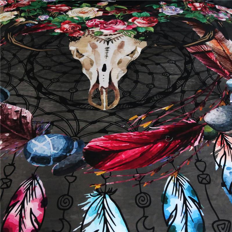 Brand 3d Dream Catcher Feather Bedding Set Queen Size Sheep Skull Duvet Cover Sets Pillowcase