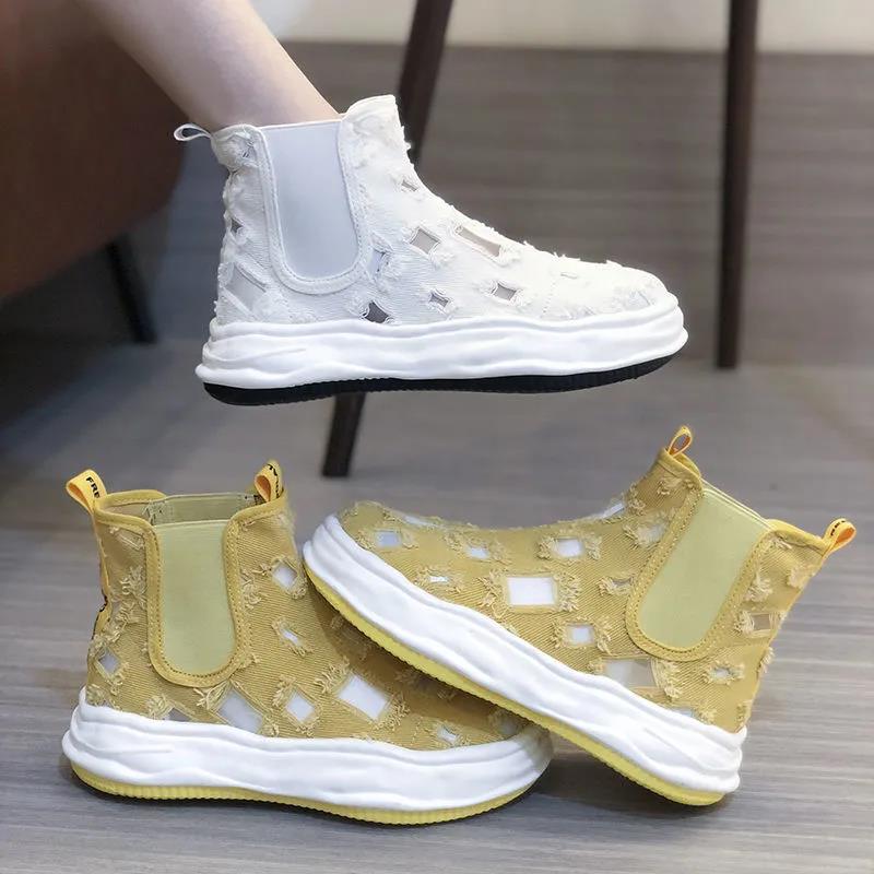 Autumn Korean Women's Martin Boots All-match Platform Dissolving Shoes Student Casual High-top Canvas Shoes