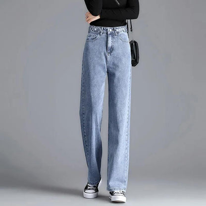 Jeans Women's High-end Straight Loose High-waisted Thin Trendy Wide-leg All-match Ins Long Pants Classic High Street Fashion