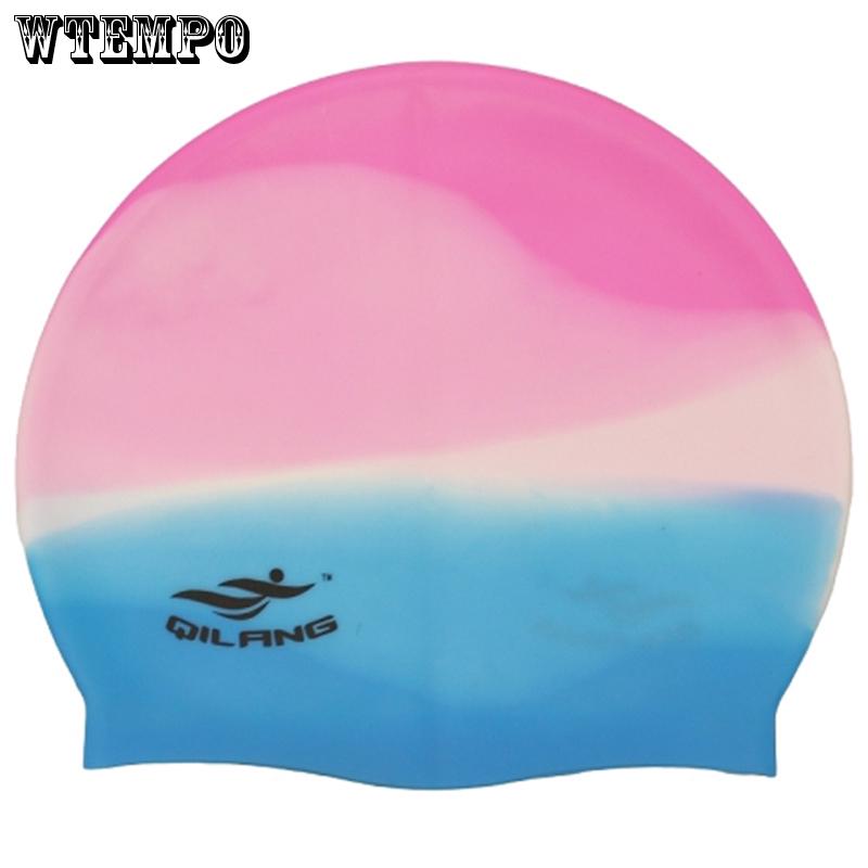 WTEMPO Swim Cap Adult Waterproof High Elastic Large Professional Silicone Swimming Cap