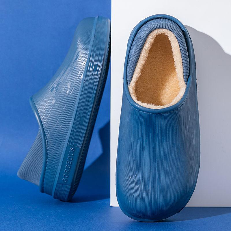 Waterproof Cotton Slippers for Women Winter Indoor and Outdoor Cute Plus Velvet Warm Shoes for Home Non-slip Wool Slippers
