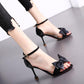 High heels Fine heel Fashionable sandals summer net red girl sexy bow tie buckle women's shoes