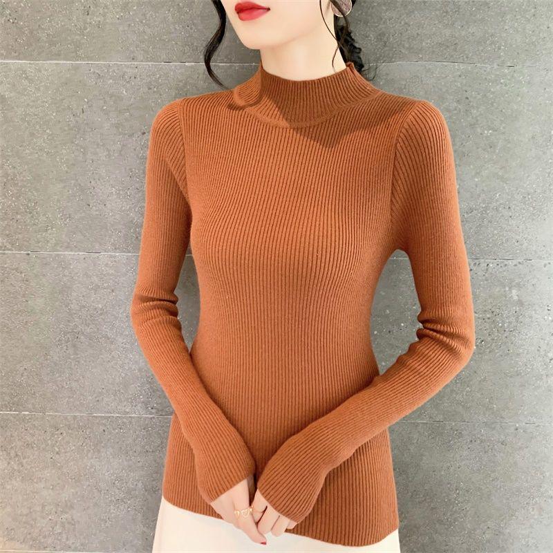 Pullover Sweater Top Women Fall/winter Inner Wear Bottoming Shirt Slim Tight-fitting Turtleneck Pullover Sweater