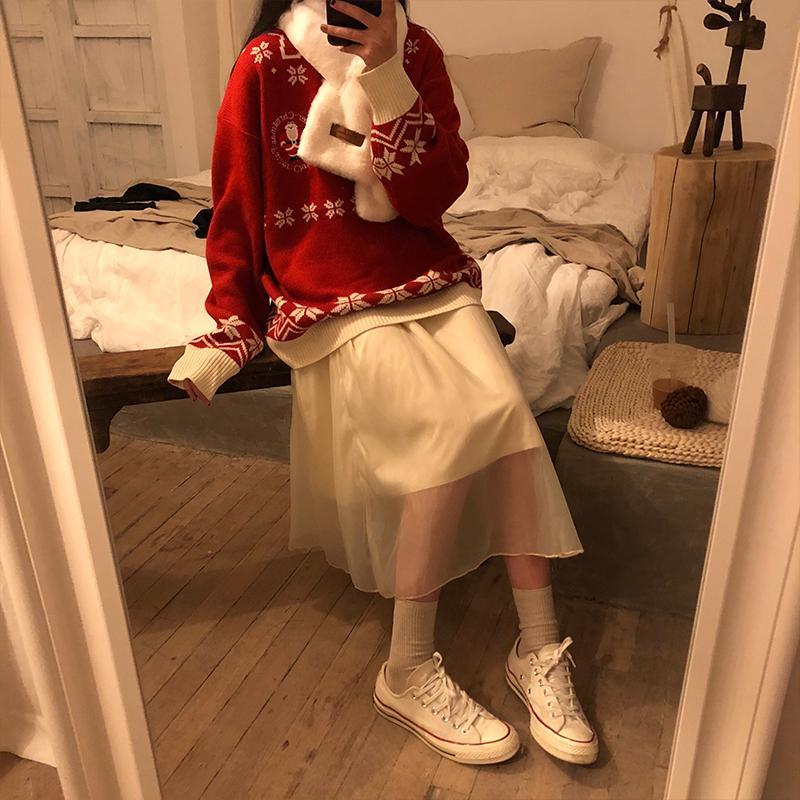 Winter Round neck sweater large size Christmas clothing sweater woman Loose long sleeve sweater