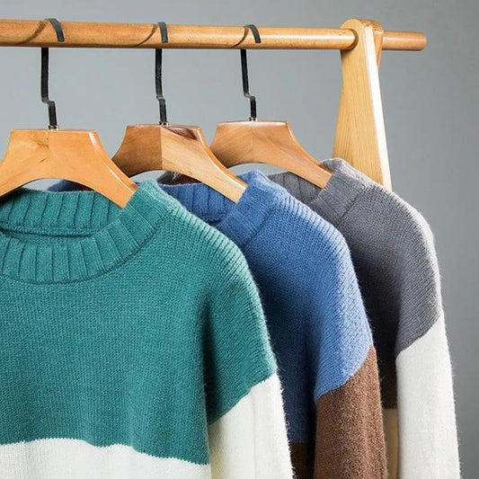 Men's Sweater Autumn and Winter Thickening Round Neck Pullover Sweater Tide Slim Warm Sweater Bottoming Shirt Youth Shirt