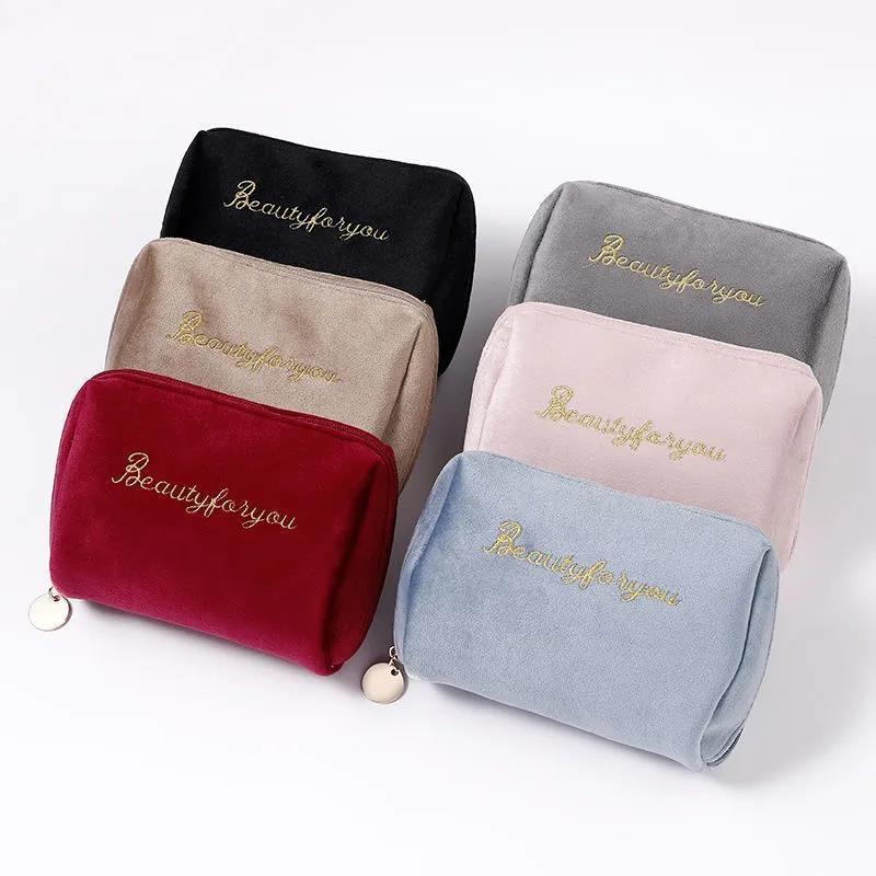 Velvet Make Up Organizer Soft Girl Lipstick Bag Women Travel Cosmetic Bag Beautician Beauty Case Makeup Bag