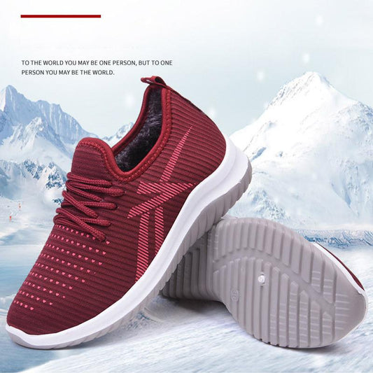 Winter Cotton Shoes Ladies Cloth Shoes Plus Velvet Thick Fashion Non-slip Rubber Sole Leisure Soft Sole Pedal Cotton Boots