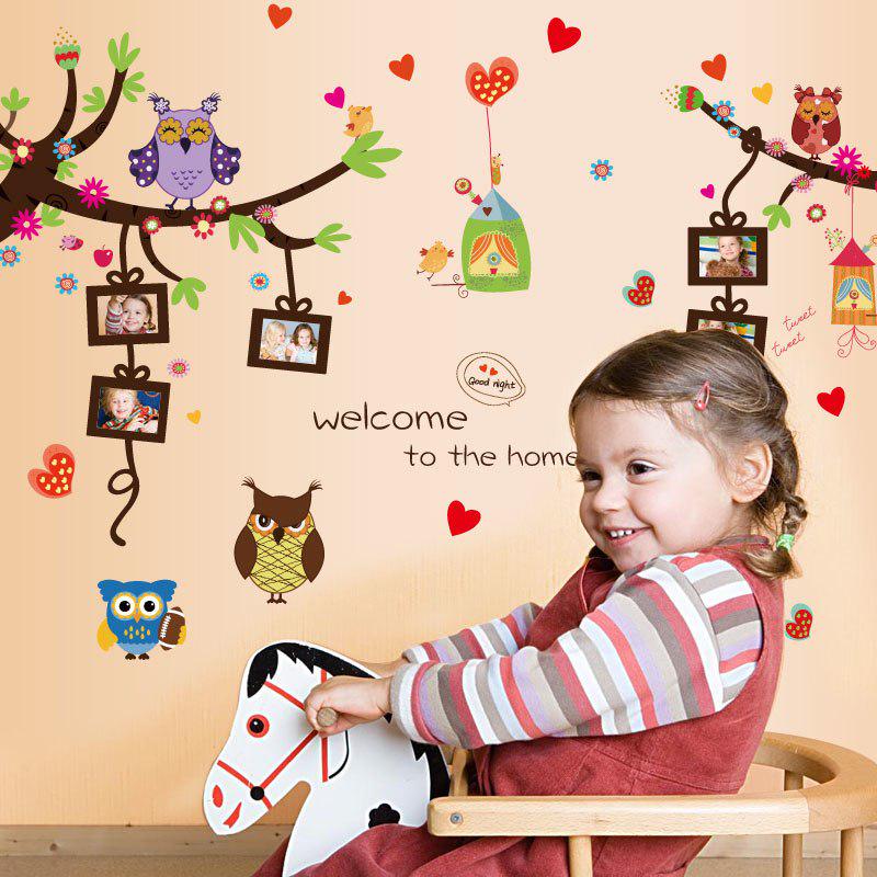 [Wall sticker] Owl Photo Frame wall stickers for kids rooms nursery cartoon children decals murals a