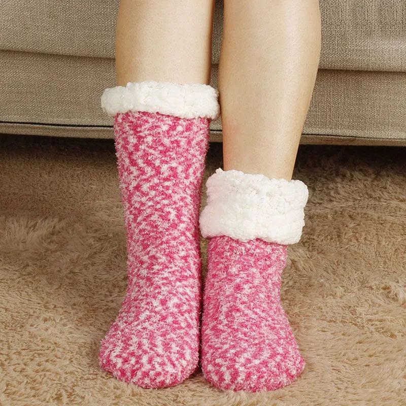 Winter Lamb Plush Socks Plus Velvet Thickening Home Wear Floor Socks Ladies Long Tube Socks