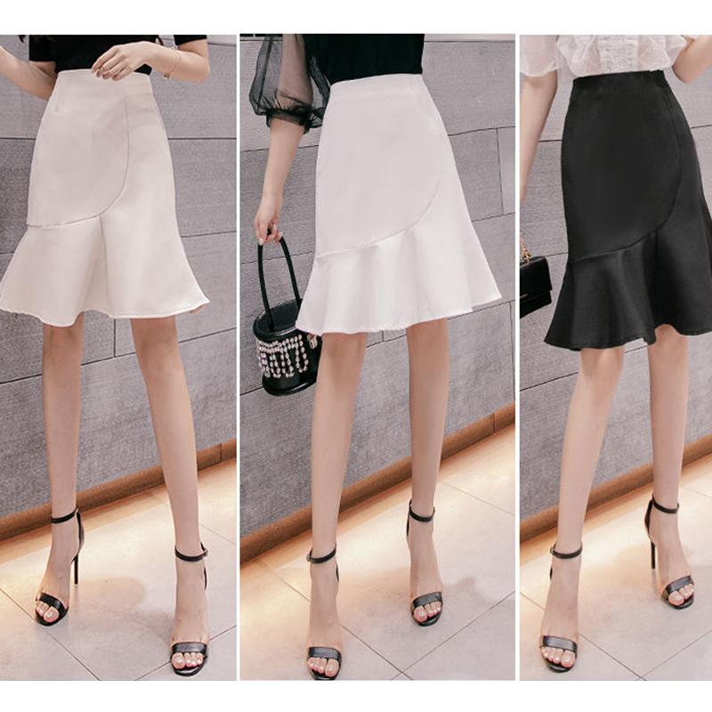 Fishtail Skirt A-line Mid-length Skirt High Waist Ruffled Hip One-step Skirt Long Skirt Cute Sexy Wrapped Hip Skirt Ruffled Hip Skirt for Ladies