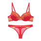 Bralette Embroidered Pineapple Strawberry Thin Sexy Transparent Bra and Panty Set Super Underwear