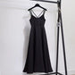 Female Summer Large Slim Dress Simple Elegant Split Length Black Suspender Graceful Beach Dress