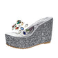 Slippers Women's Wedge Heel High-heeled Sandals  Slippers Women's Summer Super High-heeled Rhinestone Sequins Transparent Platform Slippers