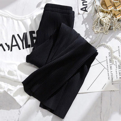 WTEMPO Wide Leg Straight Trousers Summer Cool Thin Pants Women Loose High Waist  Casual Cool Comfortable Home Go Out Party Office