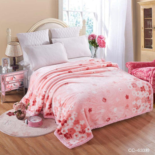 Large Flannel Double-sided Plus Fleece Fluffy Warmth and Breathable Blanket Soft Cashmere Blanket King Size Quilt Bedspread Sofa Decoration