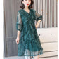 Dress Female Summer Five-point Sleeves Loose Mesh A-line Skirt Light Mature Style Foreign Style Large Size Skirt Summer