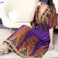 Cotton Silk Dress Mid Length Beach Dress Large Floral Sea Long Dress Mom Casual Wear