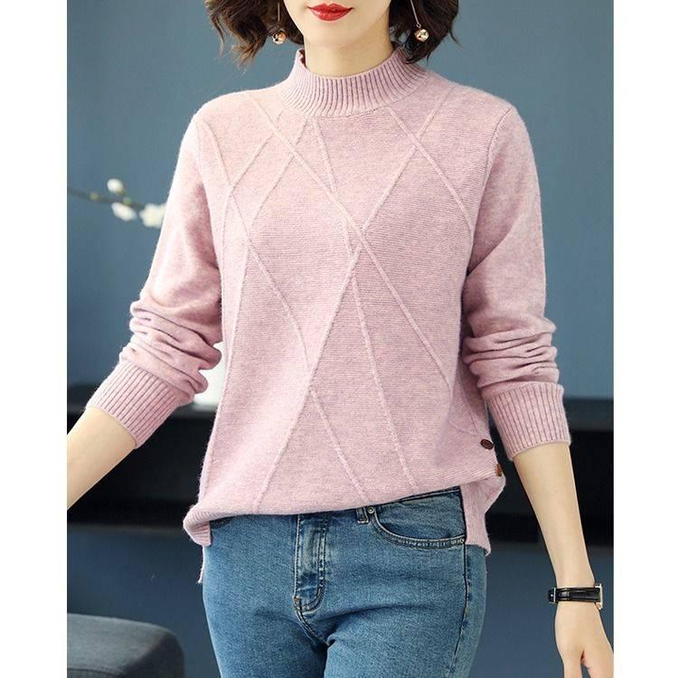 Sweater Women Autumn Winter Loose Casual Solid Color Sweater Long-sleeved Knitwear Short Sweater