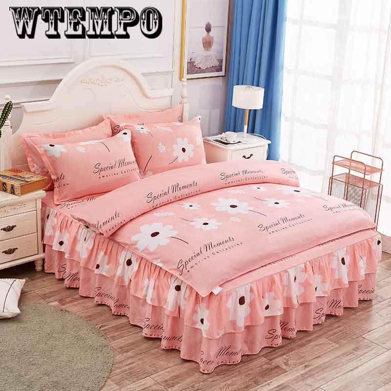 Printed Quilt Cover Bedroom Bedding Homeware Set Bed Four-piece Comfort Cotton Bed Sheet