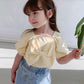 Girls' Summer Bowknot Short-sleeved Tops Korean Children's Cotton T-shirts Middle and Small Children's Western Style Bottoming Shirt