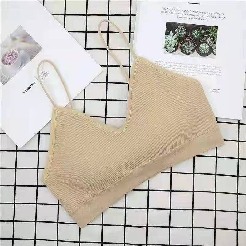 Korean Version of The Anti-glare Fashion Sweet and Sexy Breathable Threaded Sling Beautiful Back Vest Tube Top No Steel Ring Bra