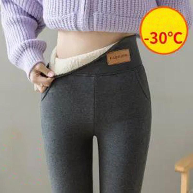 Lamb Velvet Leggings with Pockets Plus Velvet Pants Outer Wear Women's Autumn and Winter Cold-resistant Warm Pants Cotton Trousers Women